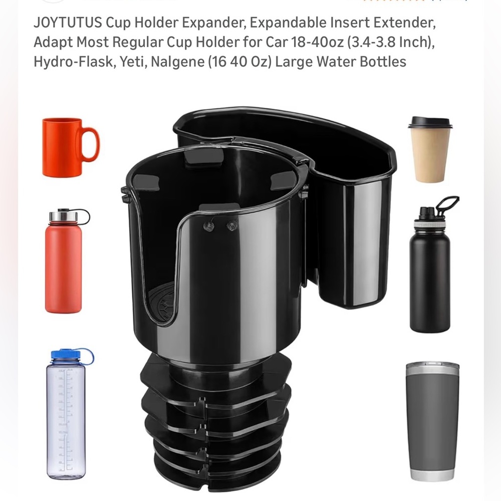 Joytutus Expandable Black Car Cup Holder Insert Extender - Preowned